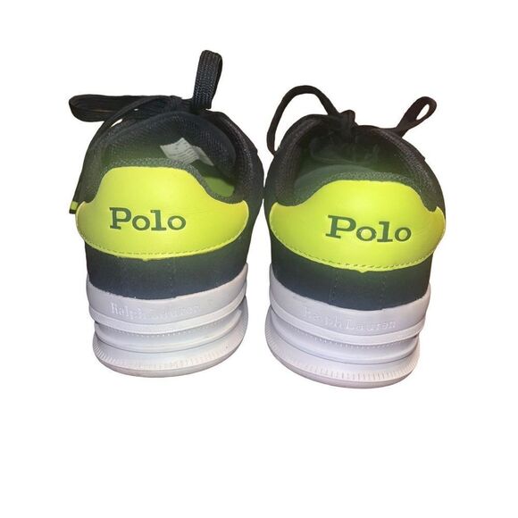 POLO RALPH LAUREN Retro Court Sneaker Shoe Mens Size 7 Neon Green and Navy Suede - Picture 2 of 5